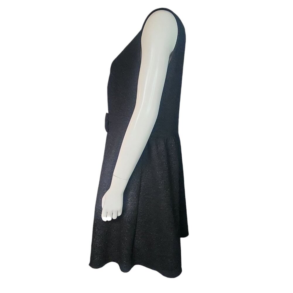 Paperdoll Dress Womens Plus Size 1X Solid All Black Textured Bow Sleeveless - Picture 2 of 6